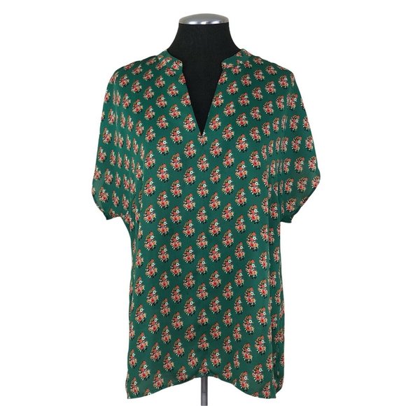 CAbi Tops - cabi Stevie Green Tunic Popover Top with Small Floral Bouquet Print Size…